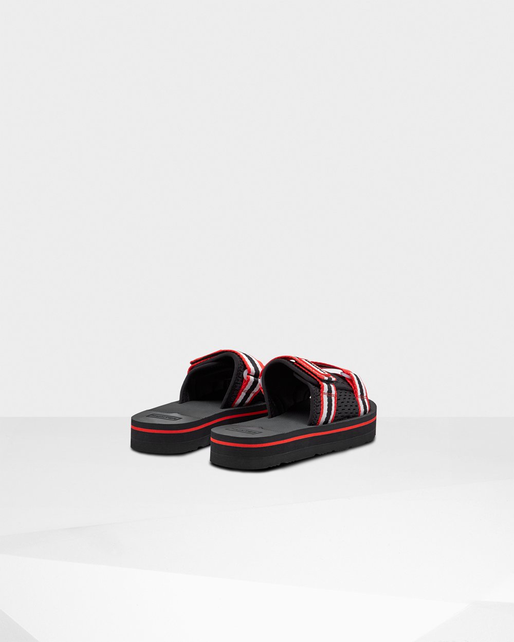 Slippers Dames - Hunter Original Flatform Beach - Zwart/Wit/Rood - 17GVJSWDC